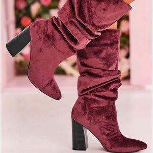 NanaMacs velvet high heel boots!